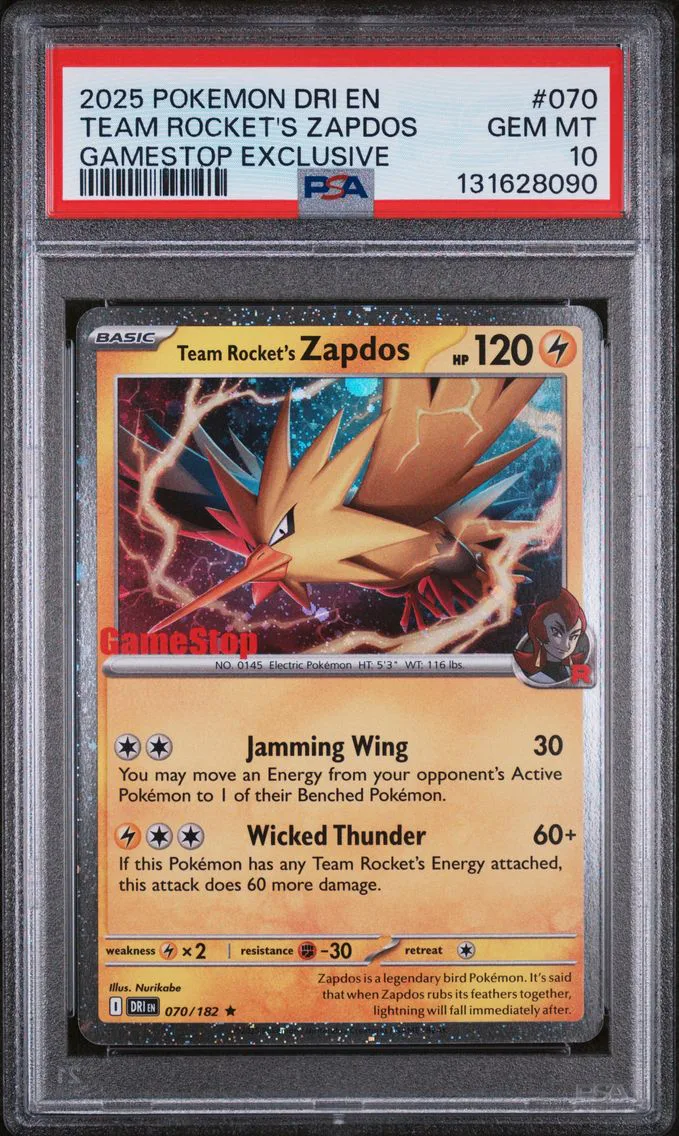 2025 #070 Team Rocket's Zapdos PSA 10 Dri EN-Destined Rivals