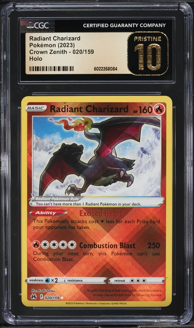 2023 #20 SWORD & SHIELD CROWN ZENITH RADIANT CHARIZARD CGC 10 PRISTINE POKEMON