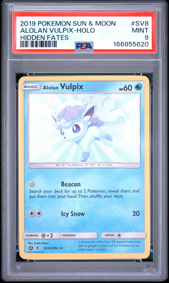 2019 #SV8 Alolan Vulpix-Holo PSA 9 Sun & Moon Hidden Fates