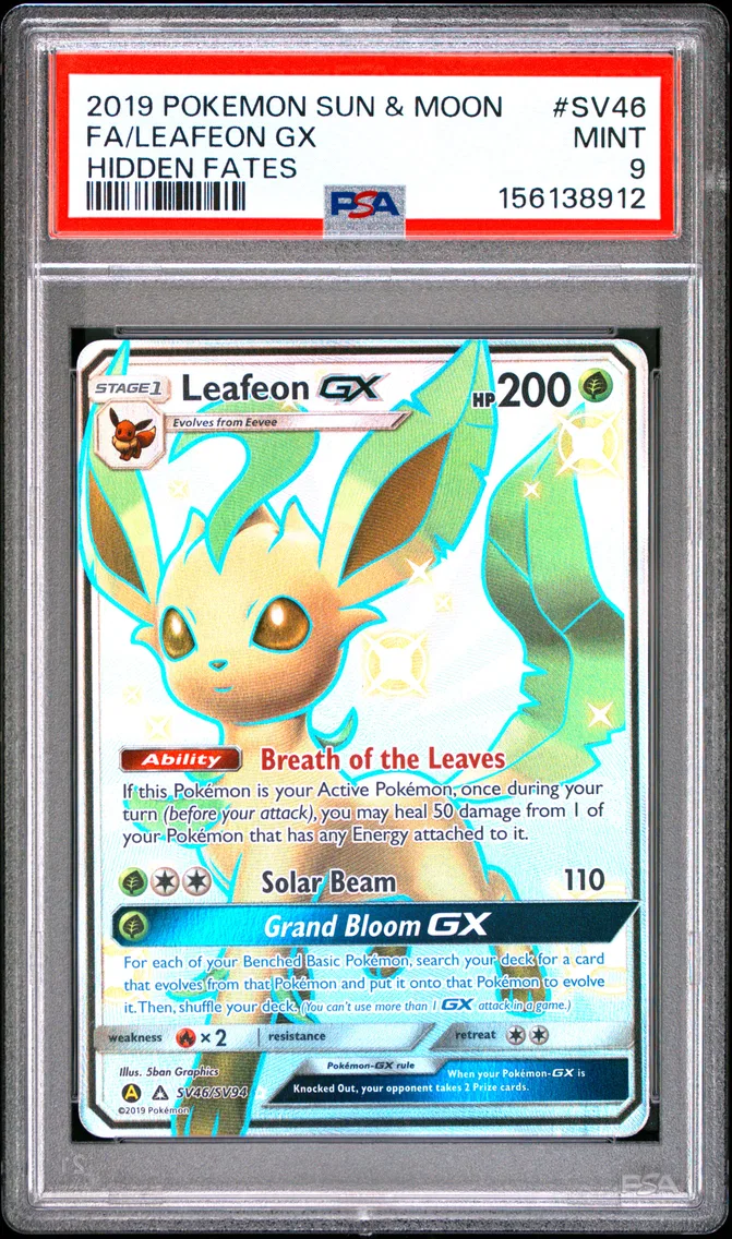 2019 #SV46 Full Art/Leafeon GX PSA 9 Sun & Moon Hidden Fates