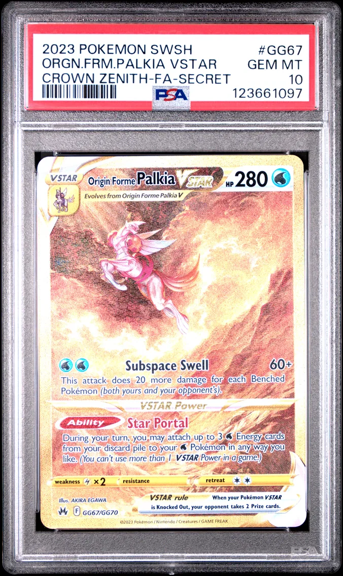 2023 #GG67 Full Art/Origin Forme Palkia Vstar PSA 10 Sword and Shield Crown Zenith