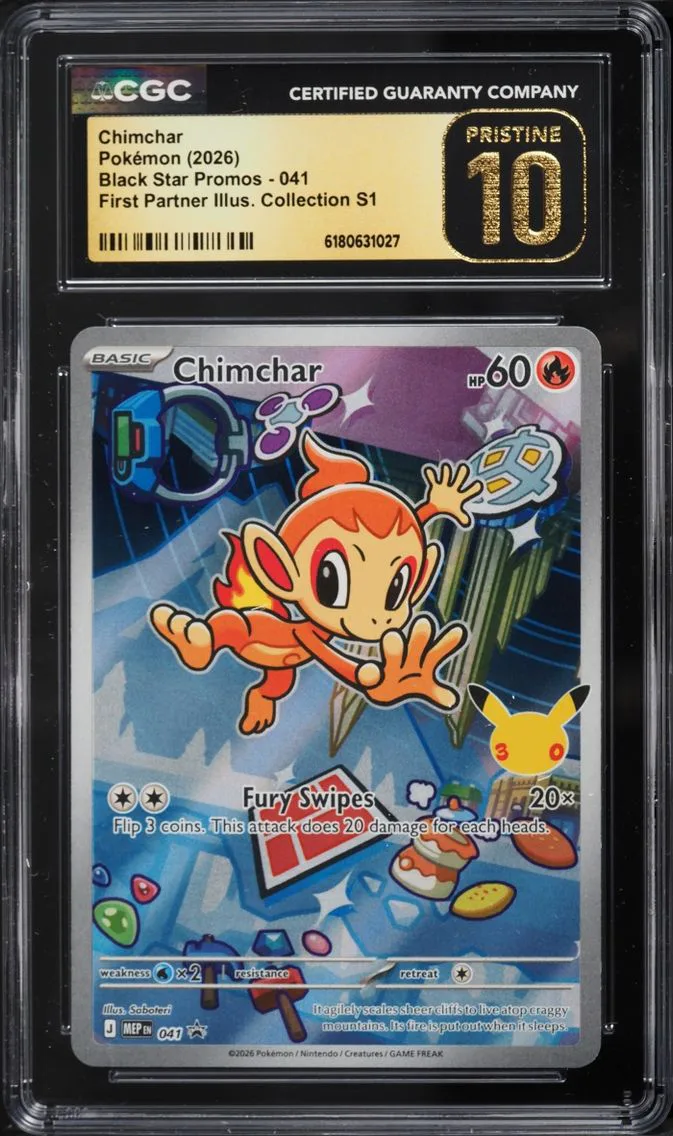 2026 Pokemon Mega Evolution Promo First Partner S1 Full Art Chimchar #41 CGC 10 PRISTINE