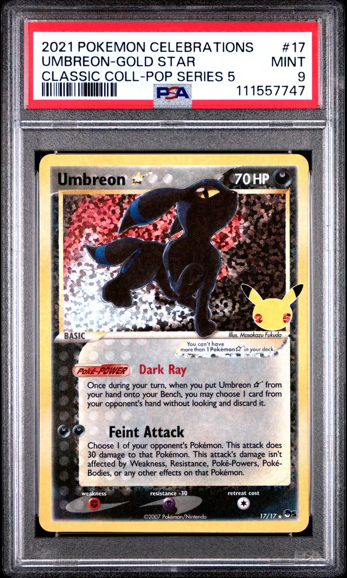 2021 #17 Umbreon-Gold Star PSA 9 Celebrations Classic Collection Pokemon